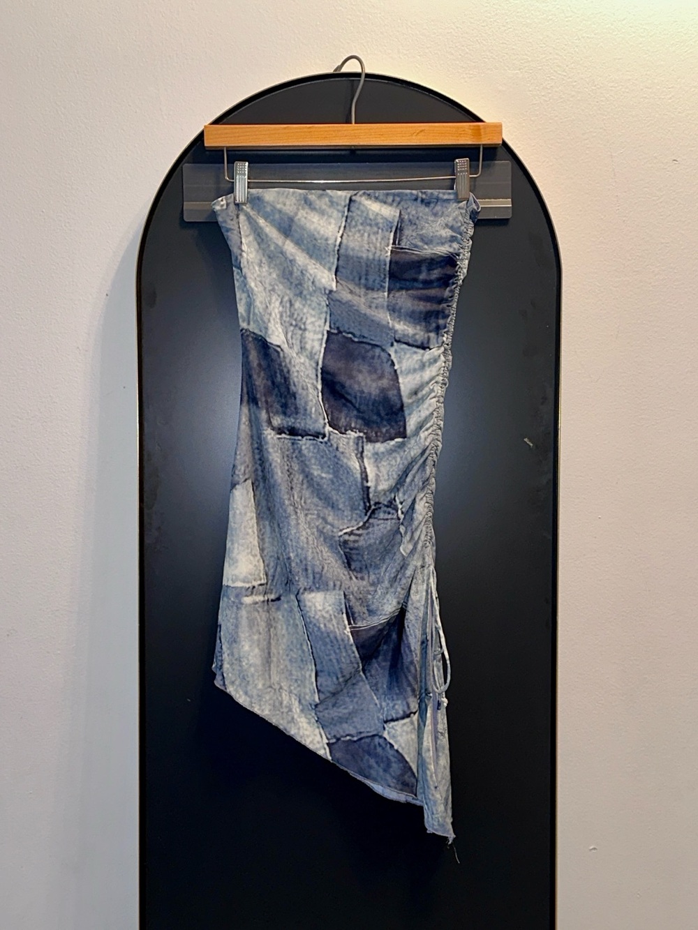 Patchwork Blue Denim Midi Skirt